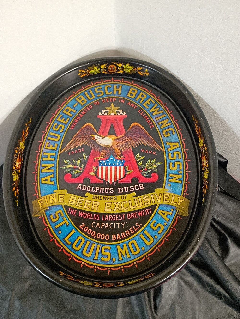Anheuser-Busch Beer Tray St. Louis Breweriana Collectible Adolphus Busch.